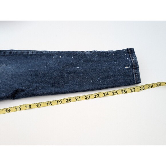 Wrangler Super Distressed Blue Slim Straight Dark Wash Western Work Jeans 32X28 - Picture 9 of 11